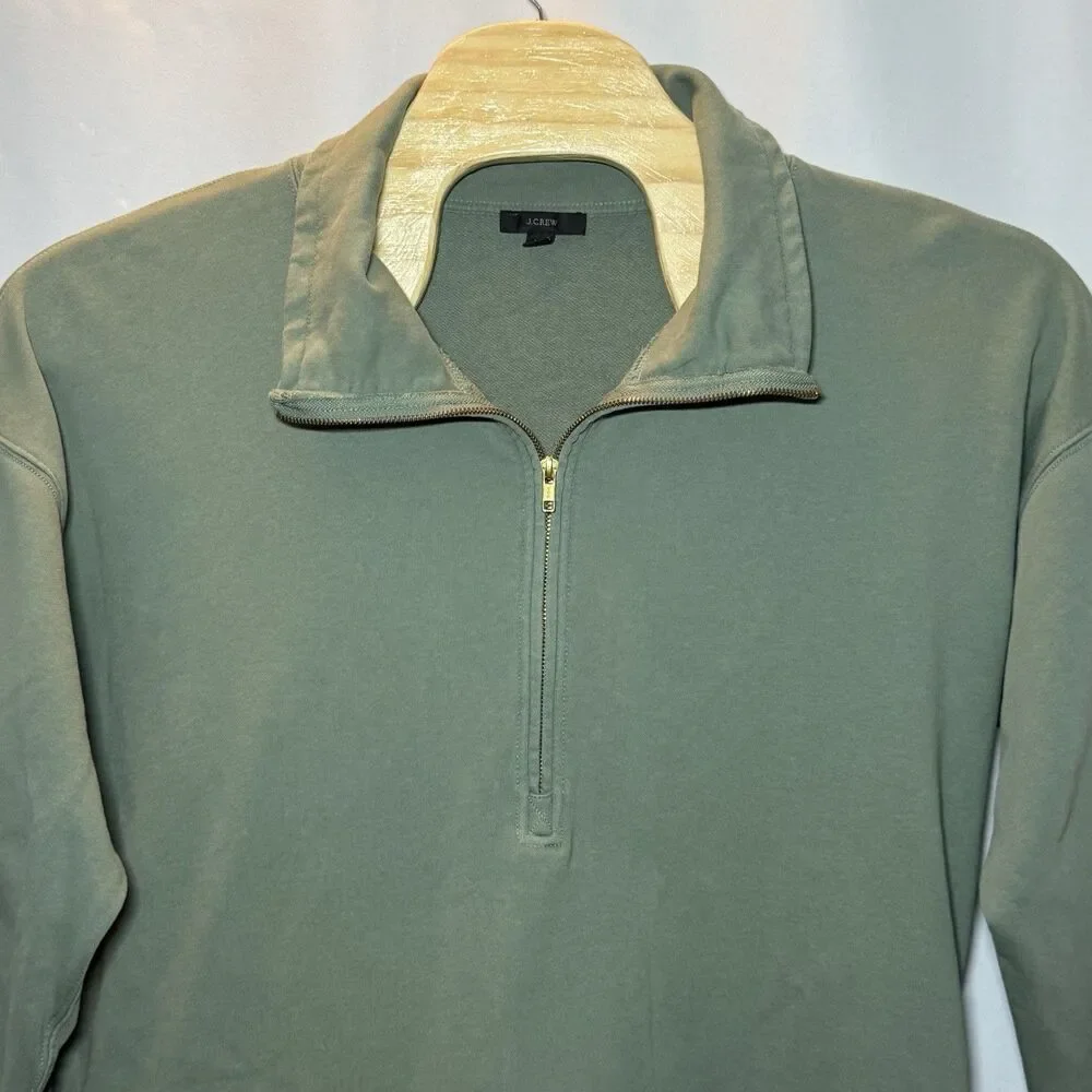 J. Crew University Terry Half Zip Tunic Pull Over Sage Sweatshirt Men’s Size XL